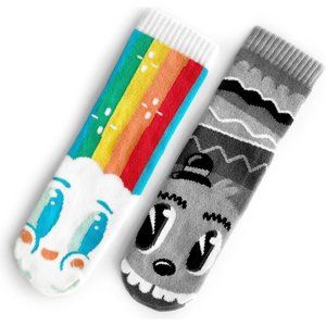 Brand new Hooray Hoopla Pals Mismatched Grip Socks Rainbow and Mr Gray